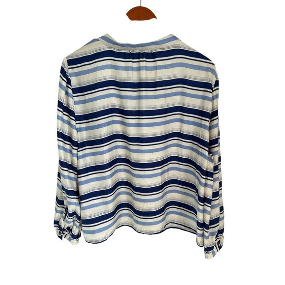 J.Crew Collection Tie-neck Silk Twill Top Blouse Preppy In Stripe - Picture 8 of 11